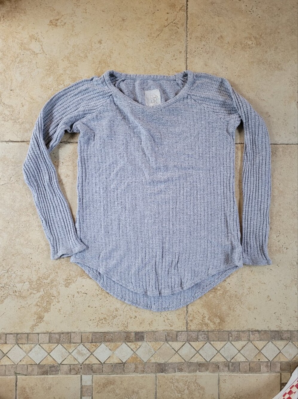 Chaser Light Gray Long-Sleeve Ribbed Knit Top
